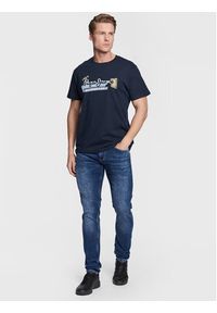 Pepe Jeans T-Shirt Rafa PM508673 Granatowy Regular Fit. Kolor: niebieski. Materiał: bawełna