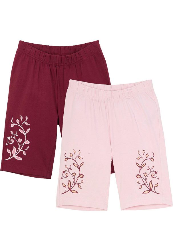 bonprix - Kolarki dziewczęce z bawełny organicznej (2 pary). Kolor: różowy. Materiał: bawełna. Wzór: nadruk