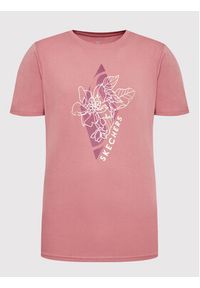 skechers - Skechers T-Shirt Diamond Magnolia Outline Everybody WTS354 Różowy Relaxed Fit. Kolor: różowy. Materiał: bawełna, syntetyk