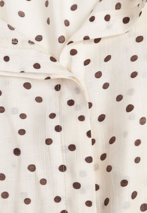 Born2be - Beżowa Koszulowa Sukienka z Wiskozy w Groszki z Wiązanym Paskiem w Talii Heless. Okazja: na co dzień, na spacer. Kolor: beżowy. Materiał: wiskoza. Wzór: grochy. Typ sukienki: koszulowe. Styl: retro, casual, klasyczny