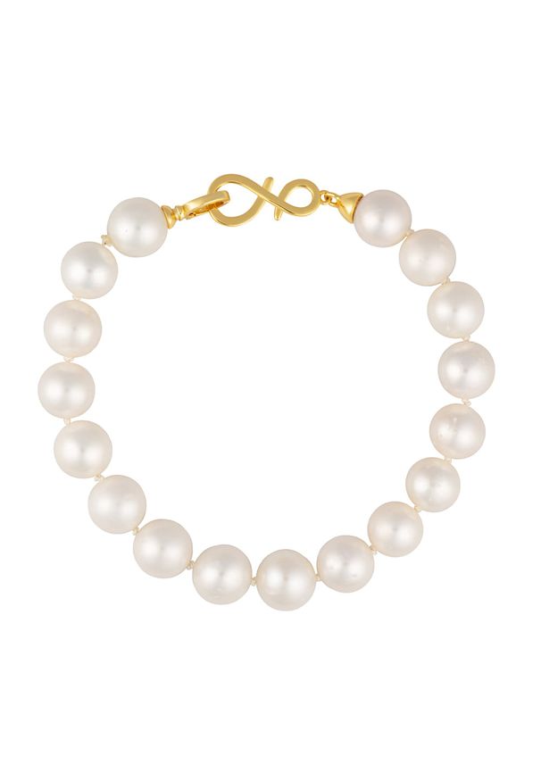 Enaya - LAMAR GOLD Bransoletka naturalne perły pozłacane zapięcie. Materiał: pozłacane. Wzór: aplikacja. Kamień szlachetny: perła