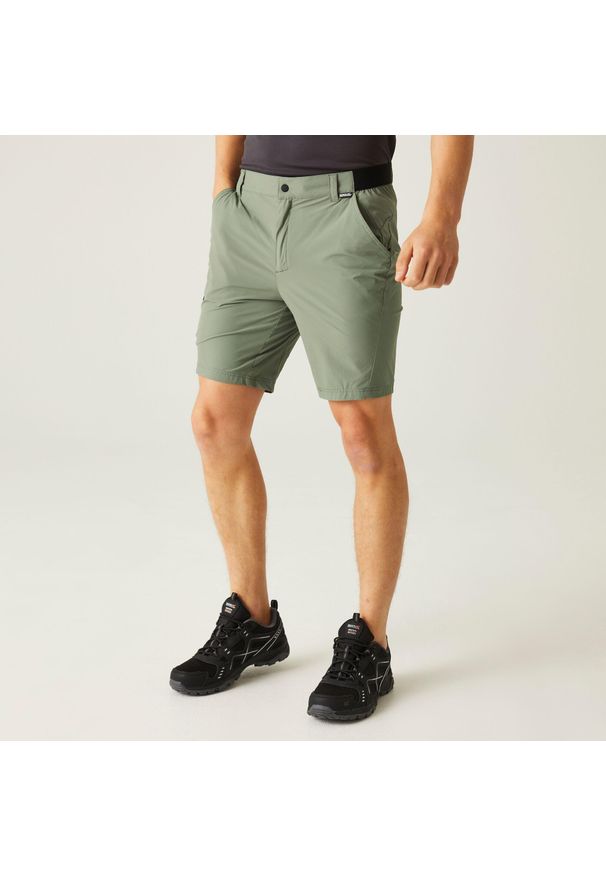 Regatta - Męskie szorty podróżne Light Packaway. Kolor: zielony. Sport: turystyka piesza
