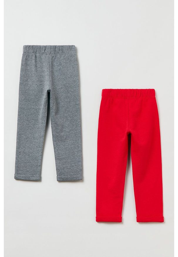 OVS Spodnie dziecięce (2-pack) kolor czerwony gładkie. Okazja: na co dzień. Kolor: czerwony. Wzór: gładki. Styl: casual