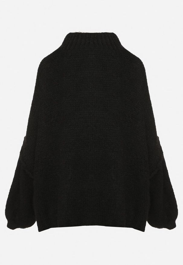 Born2be - Czarny Golf z Wełną o Kroju Oversize Avalentirae. Typ kołnierza: golf. Kolor: czarny. Materiał: wełna. Sezon: zima