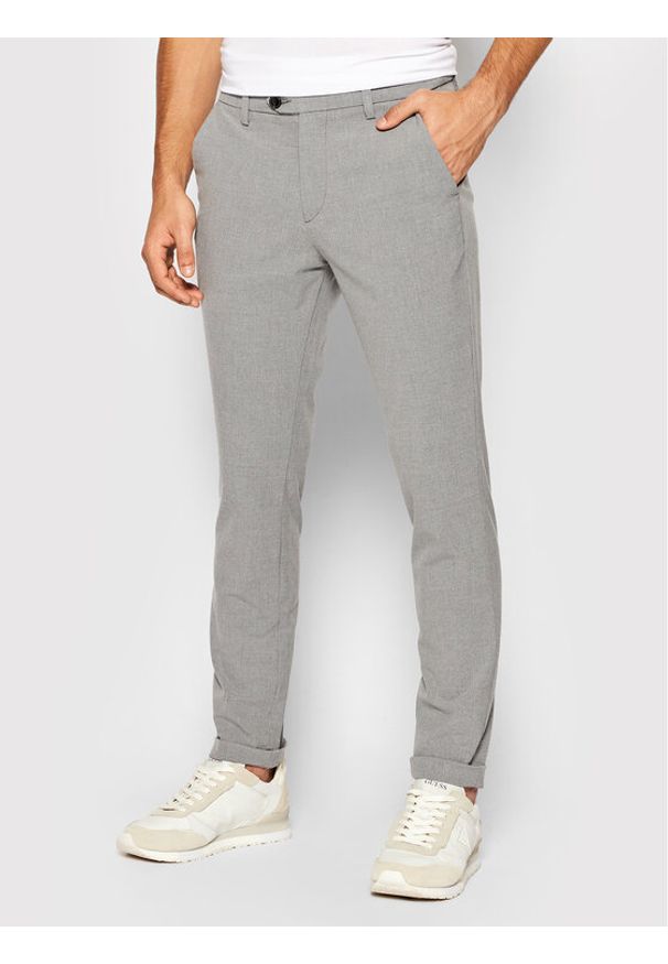 Jack & Jones Chinosy Marco 12169491 Szary Slim Fit. Kolor: szary. Materiał: syntetyk