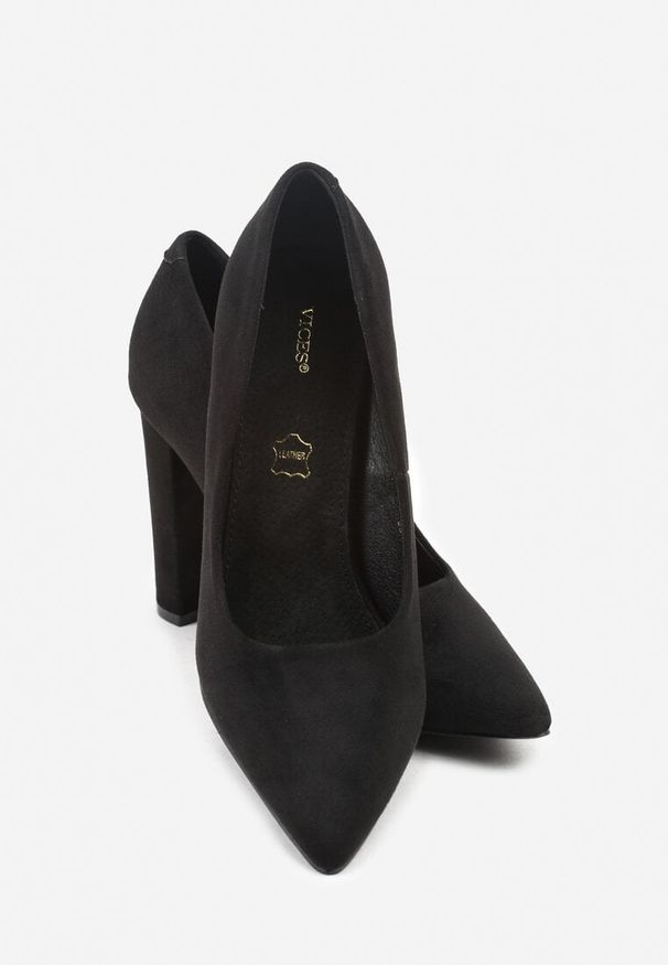 Born2be - Czarne Czółenka Vices na Obcasie z Wkładką ze Skóry Naturalnej Olannela. Okazja: na co dzień, do pracy, na spotkanie biznesowe. Kolor: czarny. Materiał: skóra. Obcas: na obcasie. Styl: klasyczny, casual, biznesowy. Wysokość obcasa: średni