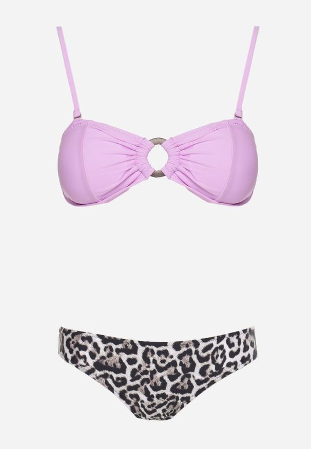 Born2be - Fioletowe Bikini w Zwierzęcy Print Mihella. Kolor: fioletowy. Wzór: nadruk, motyw zwierzęcy