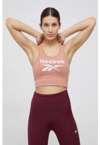 Reebok biustonosz sportowy HB2283 kolor pomarańczowy gładki. Kolor: pomarańczowy. Wzór: gładki #5