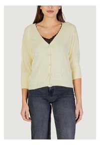 Morgan Kardigan 251-MBATSI Żółty Slim Fit. Kolor: żółty. Materiał: syntetyk #3