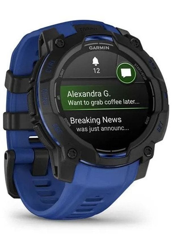 GARMIN - Smartwatch Garmin Instinct 3 AMOLED 45mm czarny z paskiem w kolorze czarnym / black / bolt blue. Rodzaj zegarka: smartwatch. Kolor: czarny