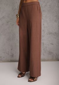 Renee - Brązowy Garniturowy Komplet z Bawełną Spodnie Wide Leg i Kamizelka Utility Aloane. Kolor: brązowy. Materiał: bawełna #8