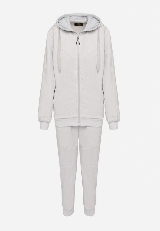 Born2be - Szary Komplet Dresowy Bluza z Kapturem i Joggery Rerialda. Kolor: szary. Materiał: dresówka