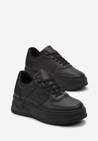 Renee - Czarne Sneakersy przed Kostkę na Grubej Podeszwie Ameerana. Wysokość cholewki: przed kostkę. Kolor: czarny #3