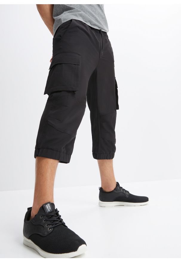 bonprix - Spodnie funkcjonalne 3/4, Regular Fit. Kolor: czarny