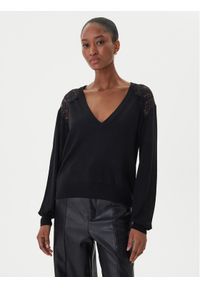 ICONA Sweter RI5NT074 Czarny Regular Fit. Kolor: czarny. Materiał: wełna