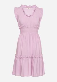 Born2be - Fioletowa Sukienka z Wiskozą o Rozkloszowanym Kroju Bez Rękawów Folerose. Typ kołnierza: dekolt w serek. Kolor: fioletowy. Materiał: wiskoza. Długość rękawa: bez rękawów. Sezon: wiosna, lato. Typ sukienki: rozkloszowane. Styl: elegancki #7