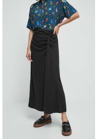 medicine - Medicine spódnica kolor czarny maxi prosta. Okazja: na co dzień. Stan: podwyższony. Kolor: czarny. Materiał: dzianina. Wzór: gładki. Styl: casual #1