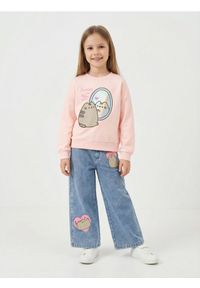 Sinsay - Jeansy wide leg z efektem sprania Pusheen the Cat - niebieski. Kolor: niebieski #1