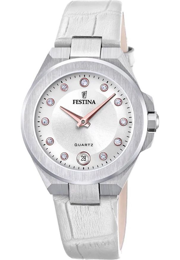 Zegarek damski Festina F20701-1 CYRKONIE biały. Kolor: biały