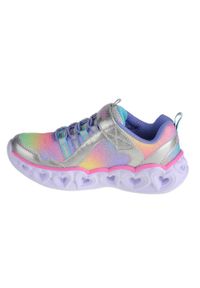 skechers - Buty do chodzenia dla dzieci Skechers Heart Lights Rainbow Lux. Zapięcie: rzepy. Kolor: wielokolorowy, różowy, niebieski, szary. Materiał: syntetyk, tkanina, materiał. Szerokość cholewki: normalna. Sport: turystyka piesza