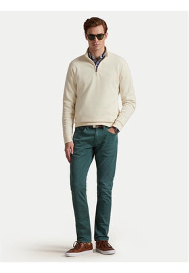 Polo Ralph Lauren Sweter 710P04056003 Écru Regular Fit. Typ kołnierza: polo. Kolor: kremowy. Materiał: syntetyk, bawełna