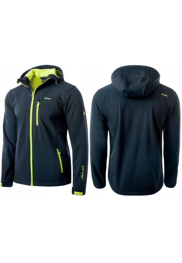 Kurtka męska Elbrus Iver Softshell wodoodporna. Kolor: żółty, wielokolorowy, niebieski. Materiał: softshell