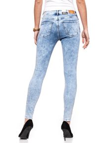 Wrangler - WRANGLER HIGH RISE SKINNY WROCK BLUE W27HSV24S. Stan: podwyższony. Wzór: aplikacja #9