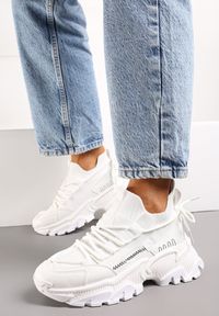 Born2be - Białe Sneakersy Orilea. Kolor: biały. Materiał: materiał. Szerokość cholewki: normalna. Wzór: aplikacja #3
