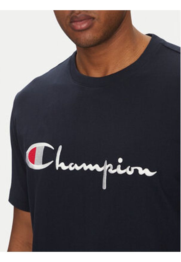 Champion T-Shirt 221621 Granatowy Standard Fit. Kolor: niebieski. Materiał: bawełna