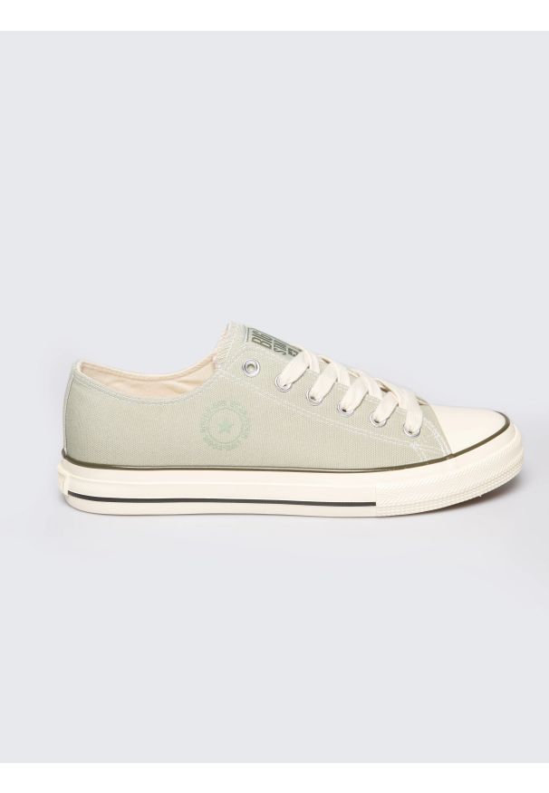 Big-Star - Trampki męskie niskie pistacjowe RR174615 300. Kolor: zielony. Materiał: materiał, jeans. Styl: elegancki