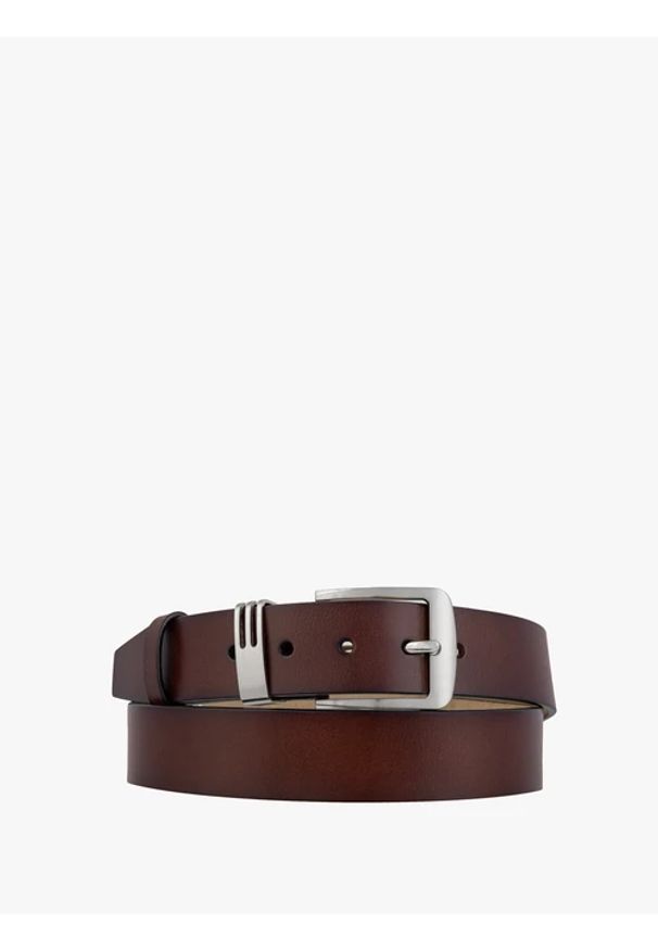 Ryłko - Brązowy pasek ze skóry licowej. Kolor: brązowy. Materiał: skóra. Styl: klasyczny, elegancki, street