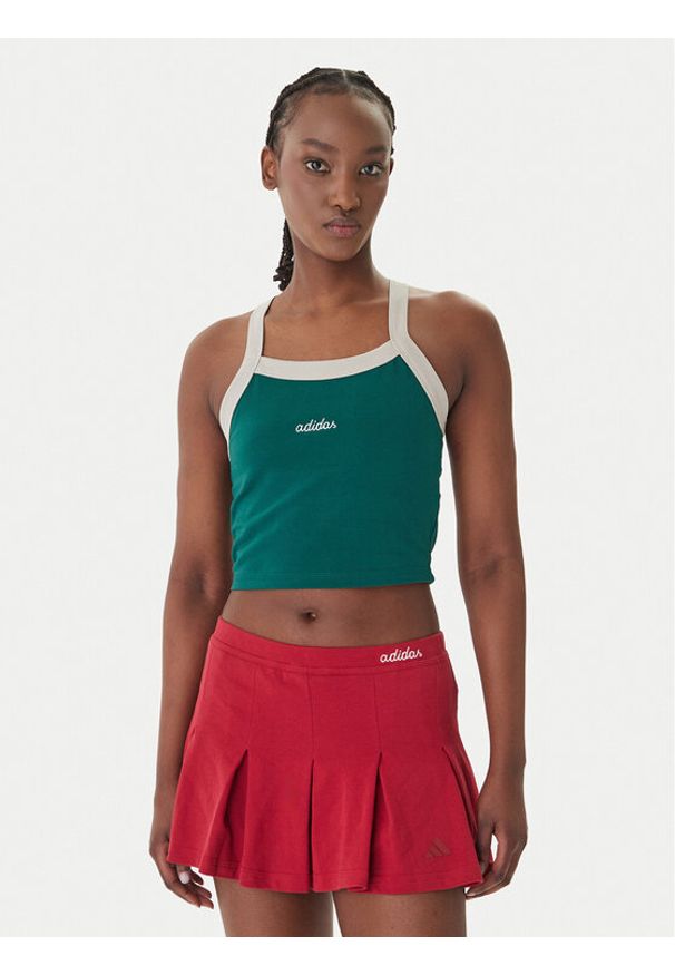 Adidas - adidas Top Seasonal Essentials Colorpop JZ0195 Zielony Slim Fit. Kolor: zielony. Materiał: bawełna