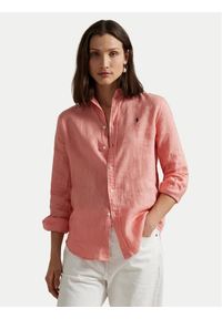 Polo Ralph Lauren Koszula 211970730012 Koralowy Classic Fit. Typ kołnierza: polo. Kolor: pomarańczowy. Materiał: len