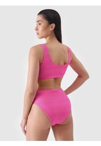 4f - 4F Góra od bikini damska - fuksja XS. Kolor: różowy. Materiał: guma, syntetyk, elastan, materiał. Wzór: jednolity