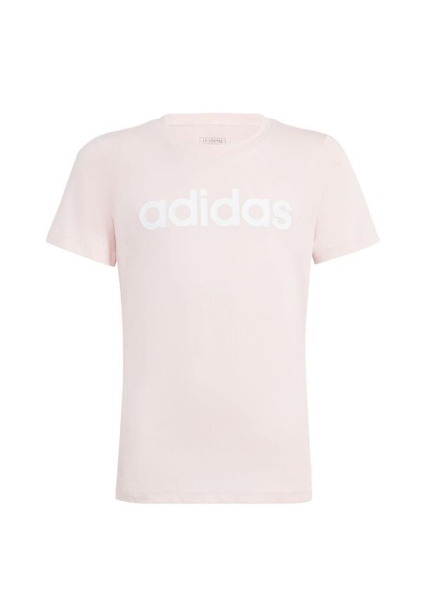 Adidas - Essentials Linear Logo Cotton Slim Fit Tee. Kolor: biały, wielokolorowy, różowy