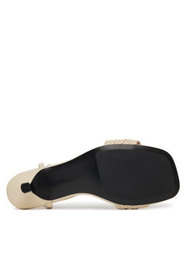 TOMMY HILFIGER - Tommy Hilfiger Sandały Crochet Lthr Kitten Sandal FW0FW08587 Beżowy. Kolor: beżowy. Materiał: skóra