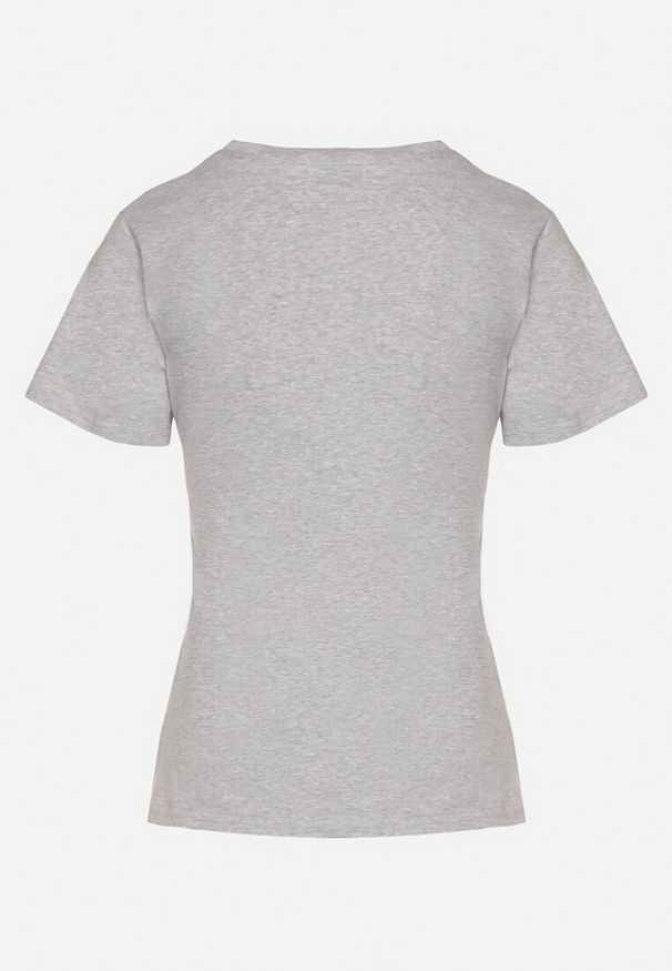 Born2be - Szary Klasyczny T-shirt z Bawełny Lorali. Okazja: na co dzień, na spacer. Kolor: szary. Materiał: bawełna. Wzór: gładki. Styl: klasyczny