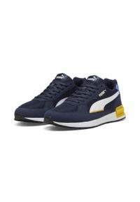Buty do chodzenia męskie Puma Graviton. Zapięcie: sznurówki. Kolor: żółty, biały, wielokolorowy, niebieski. Materiał: guma, materiał, tkanina, syntetyk. Szerokość cholewki: normalna. Sport: turystyka piesza