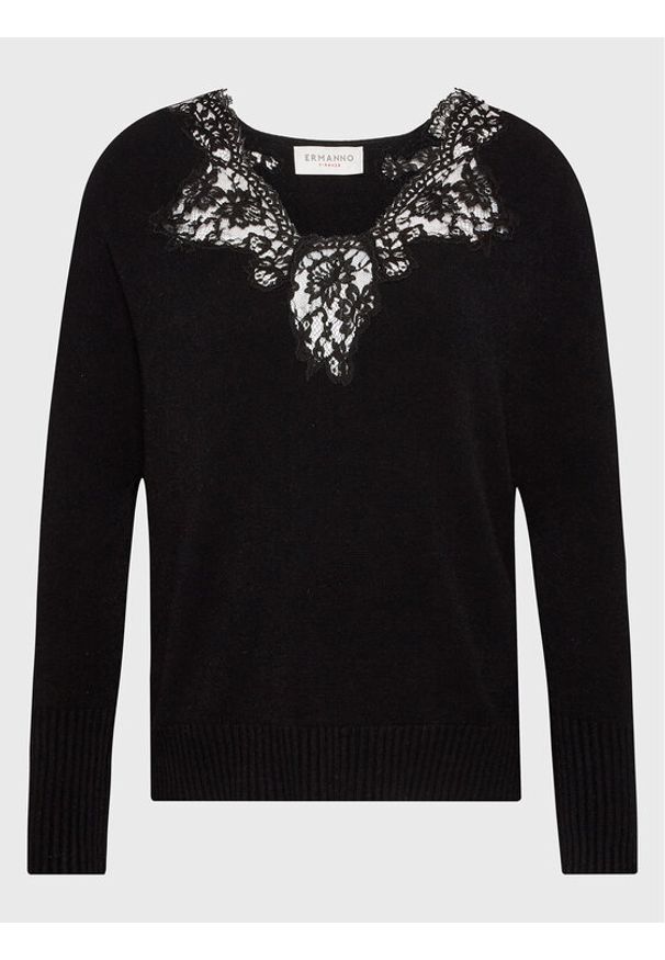 Ermanno Firenze Sweter M008EP1 Czarny Regular Fit. Kolor: czarny. Materiał: bawełna