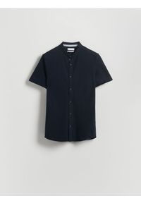 Reserved - Koszula super slim fit ze stójką - granatowy. Typ kołnierza: kołnierzyk stójkowy. Kolor: niebieski. Materiał: bawełna, dzianina