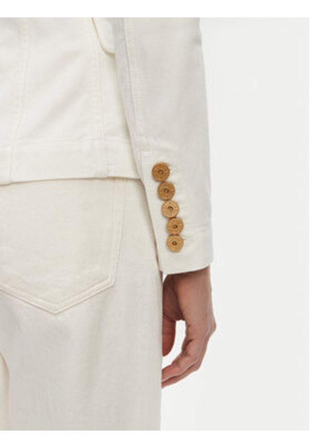 Balmain Marynarka DF1SG170DB69 Biały Slim Fit. Kolor: biały. Materiał: bawełna