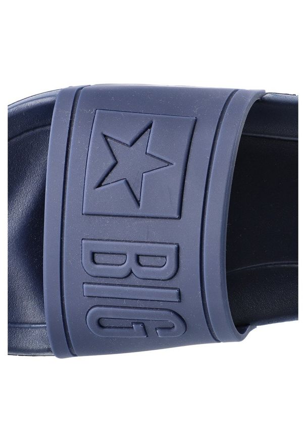 Big-Star - Granatowe Klapki Big Star Męskie Wodoodporne Buty. Okazja: na co dzień, na plażę, do pracy, na spacer. Kolor: niebieski. Materiał: jeans. Wzór: napisy. Styl: wakacyjny, casual