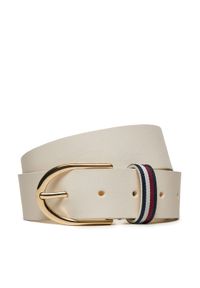 TOMMY HILFIGER - Tommy Hilfiger Pasek Damski AW0AW16596 Écru. Materiał: skóra