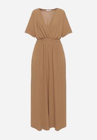 Born2be - Brązowy Kopertowy Kombinezon z Gumką w Talii i Szerokimi Nogawkami Vimashea. Okazja: na co dzień. Kolor: brązowy. Styl: casual, elegancki #7