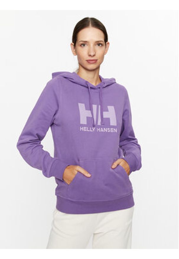 Helly Hansen Bluza Logo 33978 Fioletowy Regular Fit. Kolor: fioletowy. Materiał: bawełna