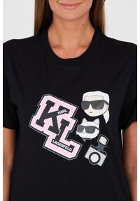 Karl Lagerfeld - KARL LAGERFELD Czarny t-shirt Ikonik Varsity Tee. Kolor: czarny. Materiał: bawełna #2