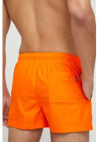 Calvin Klein szorty kąpielowe kolor pomarańczowy. Kolor: pomarańczowy. Materiał: tkanina, poliester, materiał. Wzór: nadruk #2