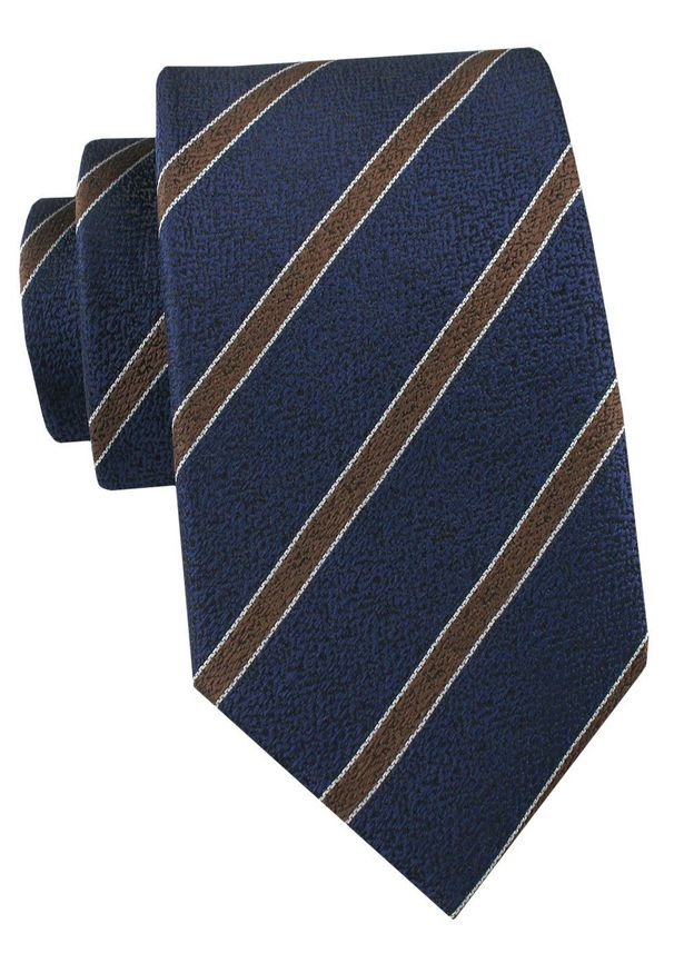 Krawat Męski - Angelo di Monti - Granat w Prążek. Kolor: niebieski. Materiał: tkanina. Wzór: prążki. Styl: elegancki, wizytowy