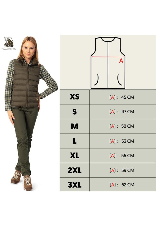 TAGART - Kamizelka trekkingowa damska Tagart Wing 4 Lady Olive puchowa 700 cuin. Kolor: zielony. Materiał: puch. Sezon: zima