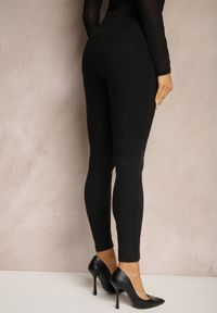 Renee - Czarne Skinny Jeansy z Bawełną High Waist Lorie. Okazja: na co dzień. Stan: podwyższony. Kolor: czarny. Styl: casual, elegancki, wizytowy